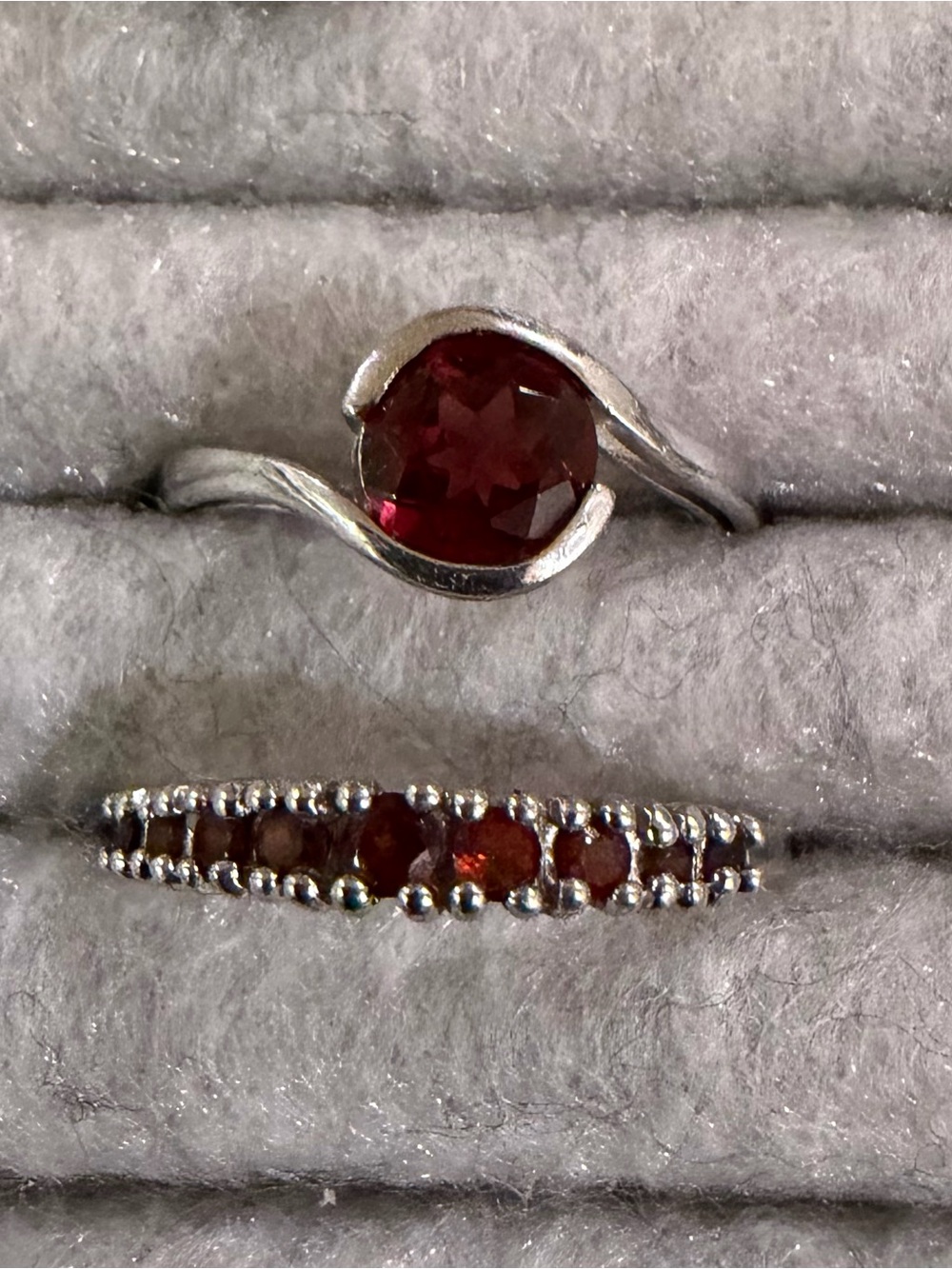 Sterling Silver Garnet Red Stackable Rings - Elegant Women’s Jewelry